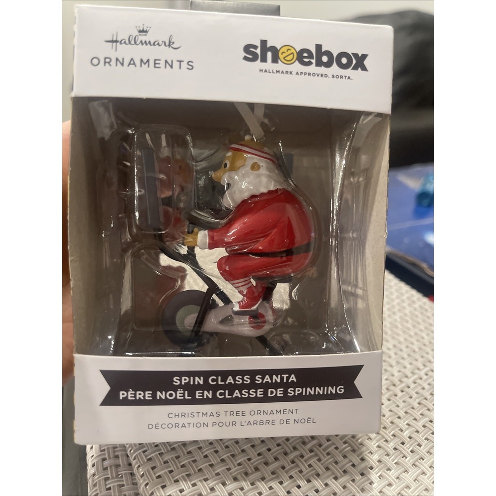 HALLMARK Christmas‎ Tree Ornament of SPIN CLASS SANTA -- Shoebox Hallmark NEW